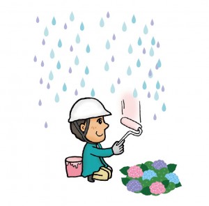 職人とあじさい